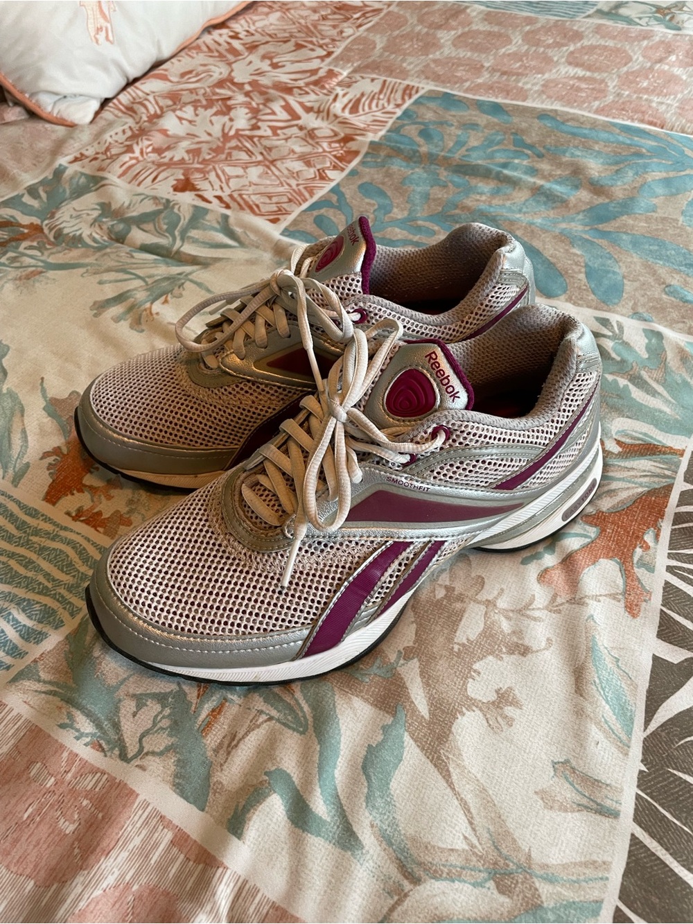 Reebok Women's Athletic Shoes in Light Gray and Plum Accents